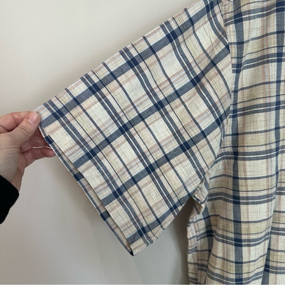 Orvis Vintage Short Sleeve Blue & Tan Plaid Cotton Button Up Shirt Sz XL GUC - Picture 5 of 8
